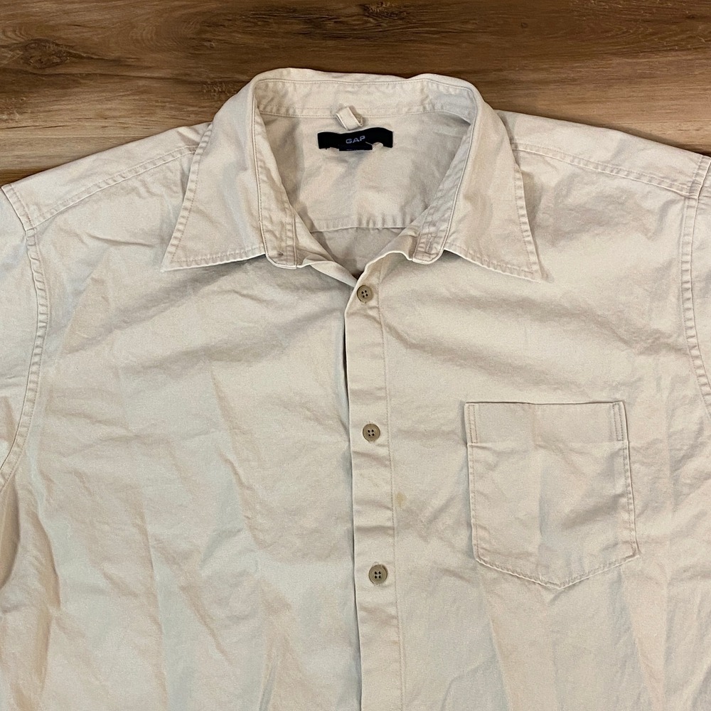 Vintage Gap Khaki Shirt Mens XL Long Sleeve Casual Work Shirt Canvas